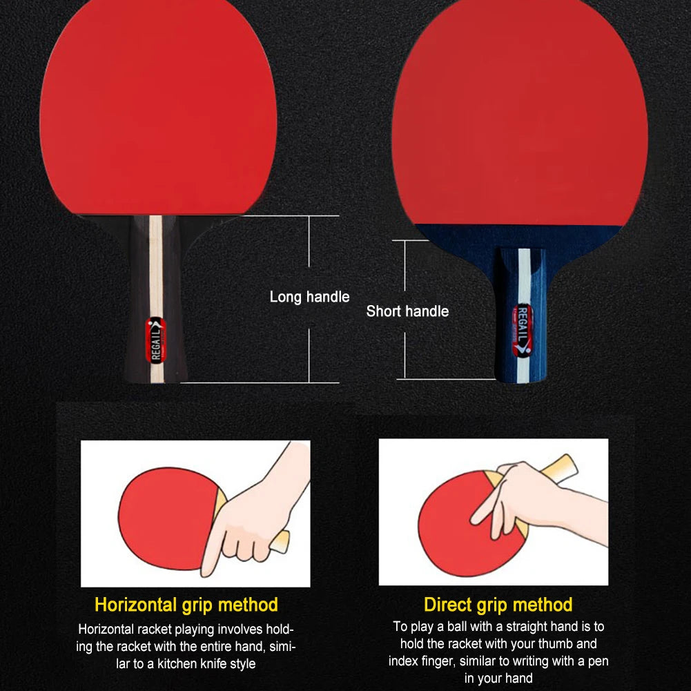 Table Tennis Racket 2 Rackets & 3 Balls Ping Pong Paddles Set Professional 2 Player Ping Pong Set with Bag for Tournament Play Vue