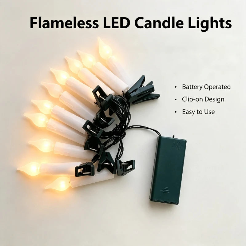 Flameless LED Candle String Lights, Battery Operated Christmas Tree Home Decor Vue warm 3M20LEd No plug