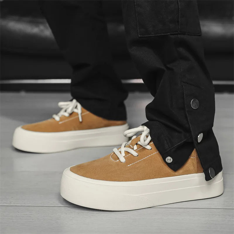 Men's Thick Sole Low Top Casual Sneakers – Lace-Up Board Shoes Casual Board Shoes Vue