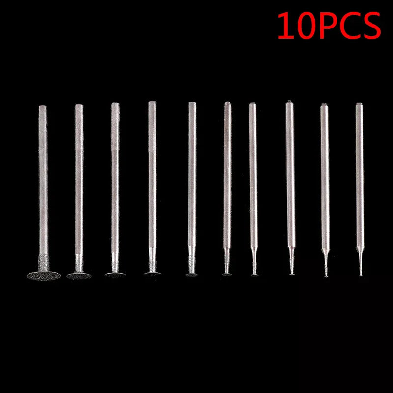 10PCS Ultra-Thin T Head Shank Diamond Mounted Point Stone Jade Carve Polish Engrave Tools Set Grinding Bit Accessory Vue