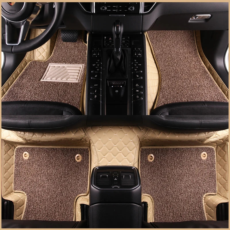 100% Fit Custom Leather Car Floor Mats For Most Car Models Full Carpet Set Interior Accessories protection Automobile Cushion Vue