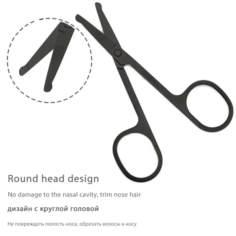 Nose Hair Trimmer, Stainless Steel Round-Tip Safety Scissors for Nose and Ear Hair, -Free, Battery-Free, Portable, Washable Vue
