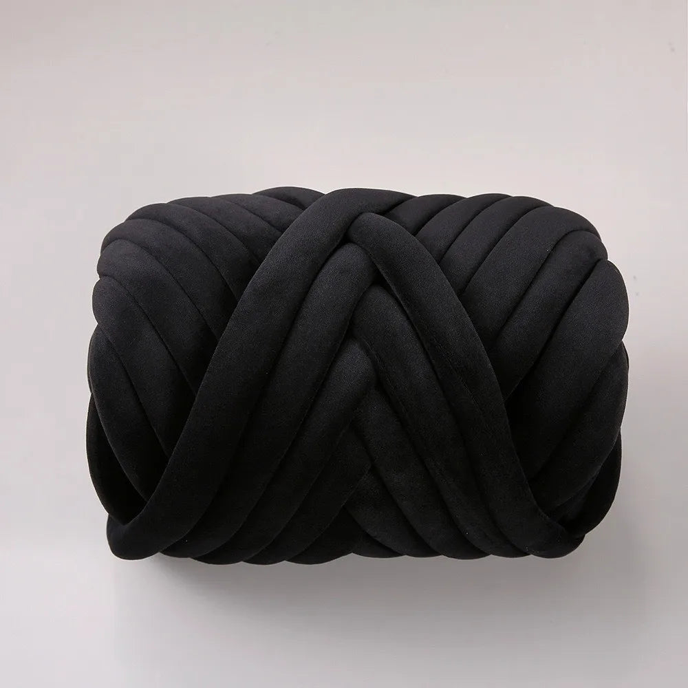 Bulky Diameter 3cm Thick Finger Loop Yarn Velvet 500g/Roll Chunky Yarn Hand Knitting Hand Woven Finger Circle Yarn Carpets Vue Black