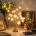 18LED Camellia Flower Golden Birch Tree LED Table Lamp,Battery Powered Night Light for Bedroom, Dining Table, Wedding Home Decor Vue Pink 1PC 18LED