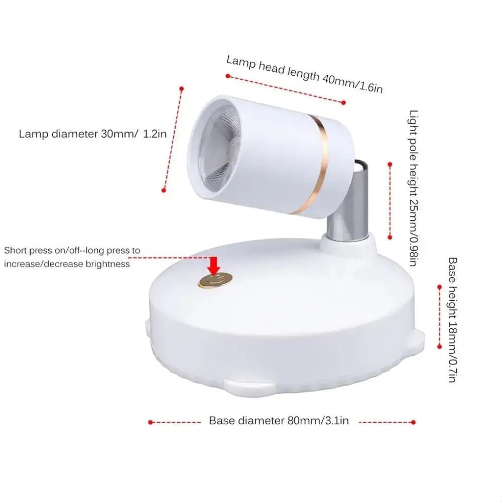 Remote Control Wireless Spotlights Rotatable Adjustable angle Cabinet Spotlights USB Recharged Dimmable LED Spot Lights Wall Vue