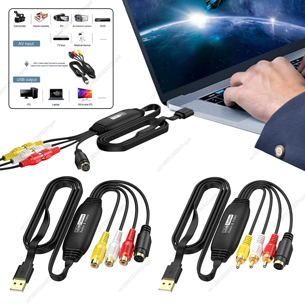 USB Video Capture Card VHS TV DVD VCR Video Audio Converter USB To AV Video Capture Adapter for PC Vue