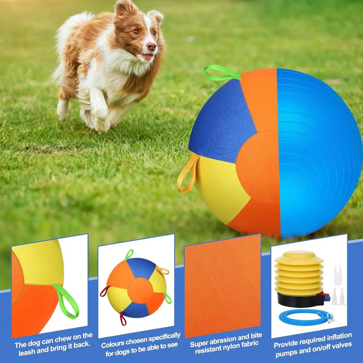 25/45/55CM Inflatable Herding Ball for Dogs with Handle, Calming Puppy Toy for Outdoor Yard Small Dog Water Play & Exercise Pool Vue