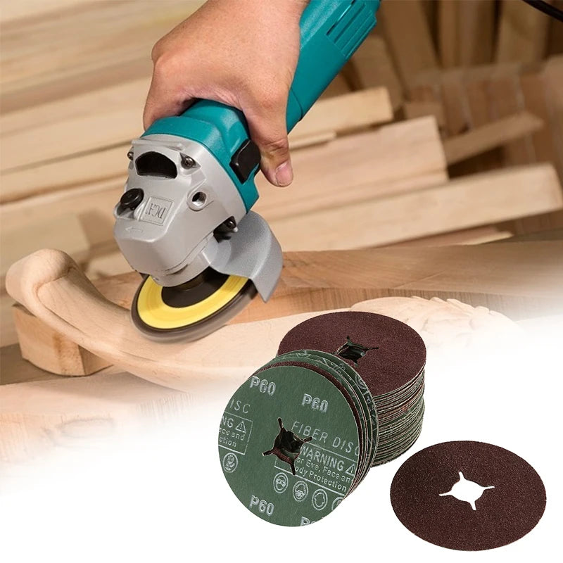 50PCS 115mm Cross Hole Sandpaper P24/36/40/60/80/120 Grit Polishing Grinding Sheet Grinding Sanding Disc for Grinder Machine Vue