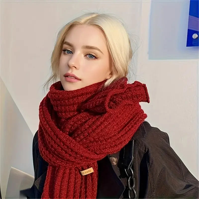 1-5PCS Solid Color Soft Korean Style Knitted Scarf Thick Warm Fall Winter Neck Warmer Fashion Accessory for Couples Men Women Vue