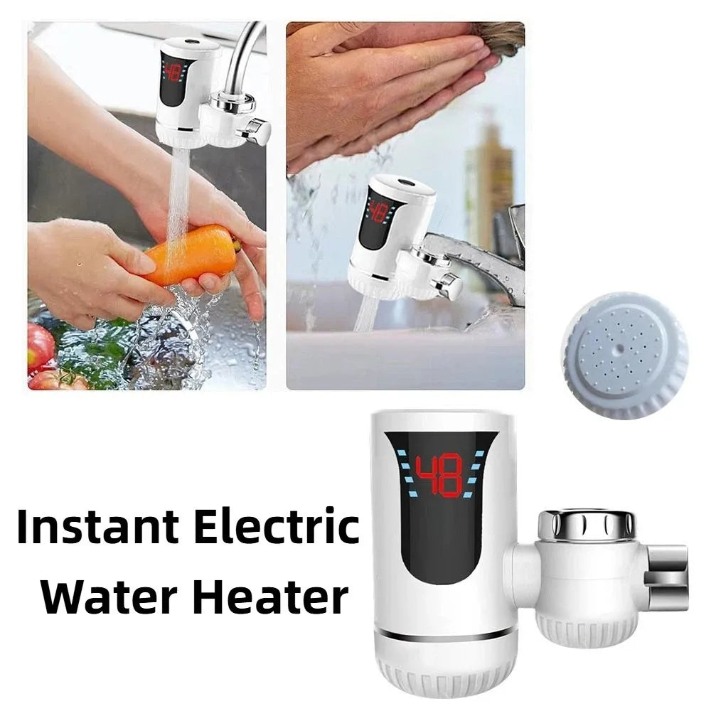3000W Power Instant Electric Water Heater Digital Display Double Modes Tankless Water Heater Rapid Heating Rotatable Tap Vue