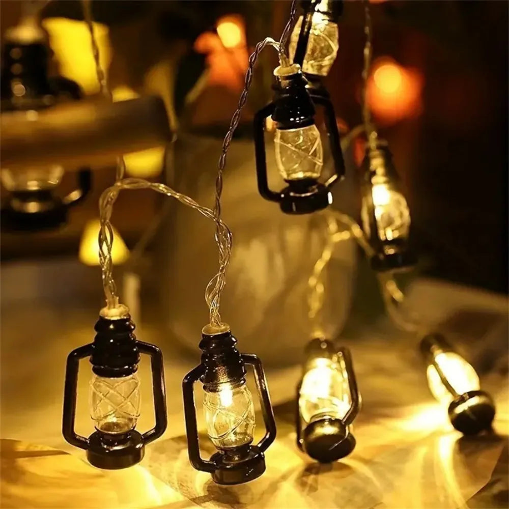 Vintage Lantern LED String Lights, Fairy Lights for Outdoor Camping, Patio, Garden, Halloween Decor（Battery Powered） Vue