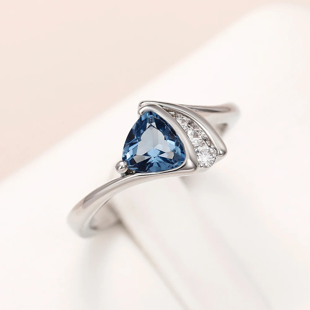 Huitan Cubic Zirconia Geometric Ring for Women | Wedding Band Cubic Zirconia Ring Vue