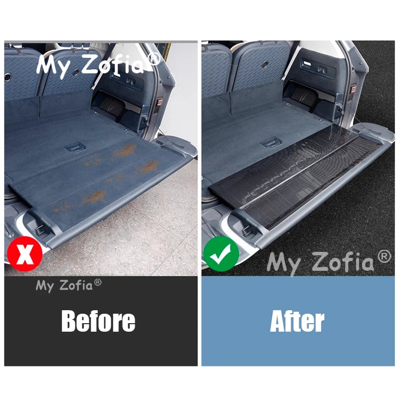 For ZEEKR 9X 2025 2026 Car Trunk ABS Carbon fiber Threshold Strip Tailgate Anti Kick Sill Trunk Plate Cover Accessories Vue