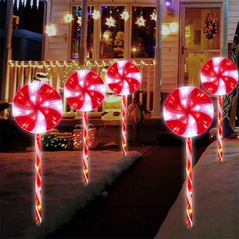 Solar Lights Outdoor Christmas Lollipop Lamp LED Garden Decoration Waterproof Landscape Halloween Lights Lamps Home Balcony Vue ROSE 5 LED