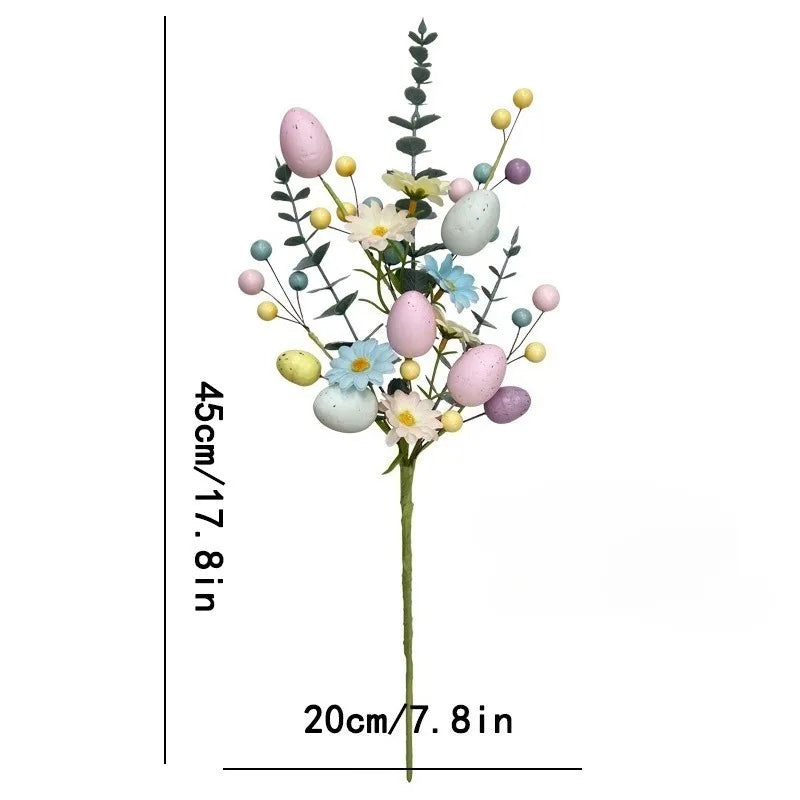 1-10PCS 2026 Easter Artificial Flower Arrangement with Eggs and Berries Plastic Spring Floral Decor for Home Easter Centerpiece Vue
