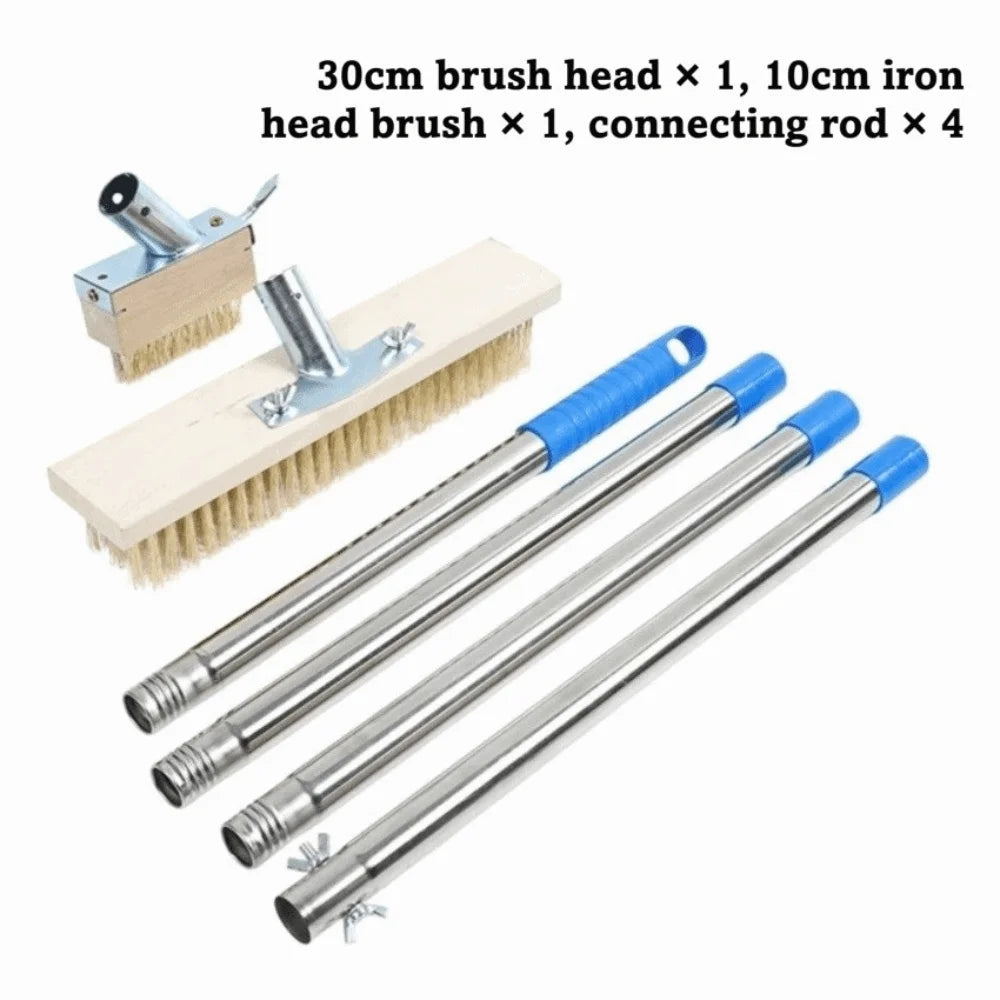 Solid Wood Handle Weeding Brush Long Handle Steel Wire Bristles Garden Brush Replacement Brushes Ergonomic Handle Vue C