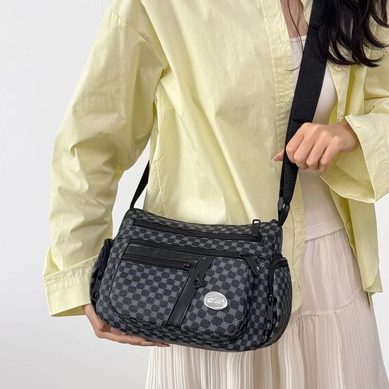 Everyday Versatile Rhombus Pattern Crossbody Bag Trendy Two Option