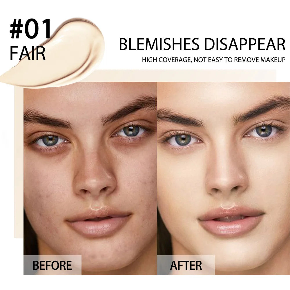 8Colors Liquid Concealer High Covering Moisturizing Oil Control Foundation Invisible Pores Dark Circles Freckle Face Makeup Vue
