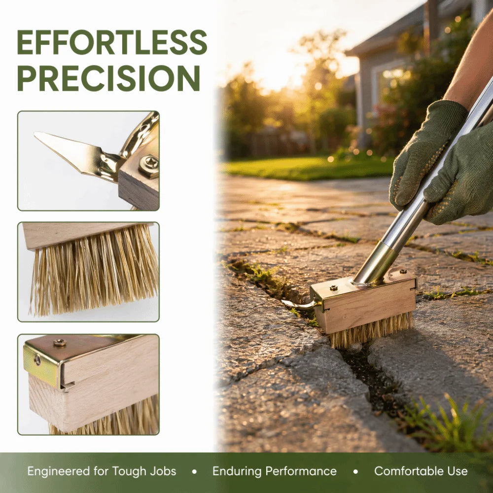 Solid Wood Handle Weeding Brush Long Handle Steel Wire Bristles Garden Brush Replacement Brushes Ergonomic Handle Vue