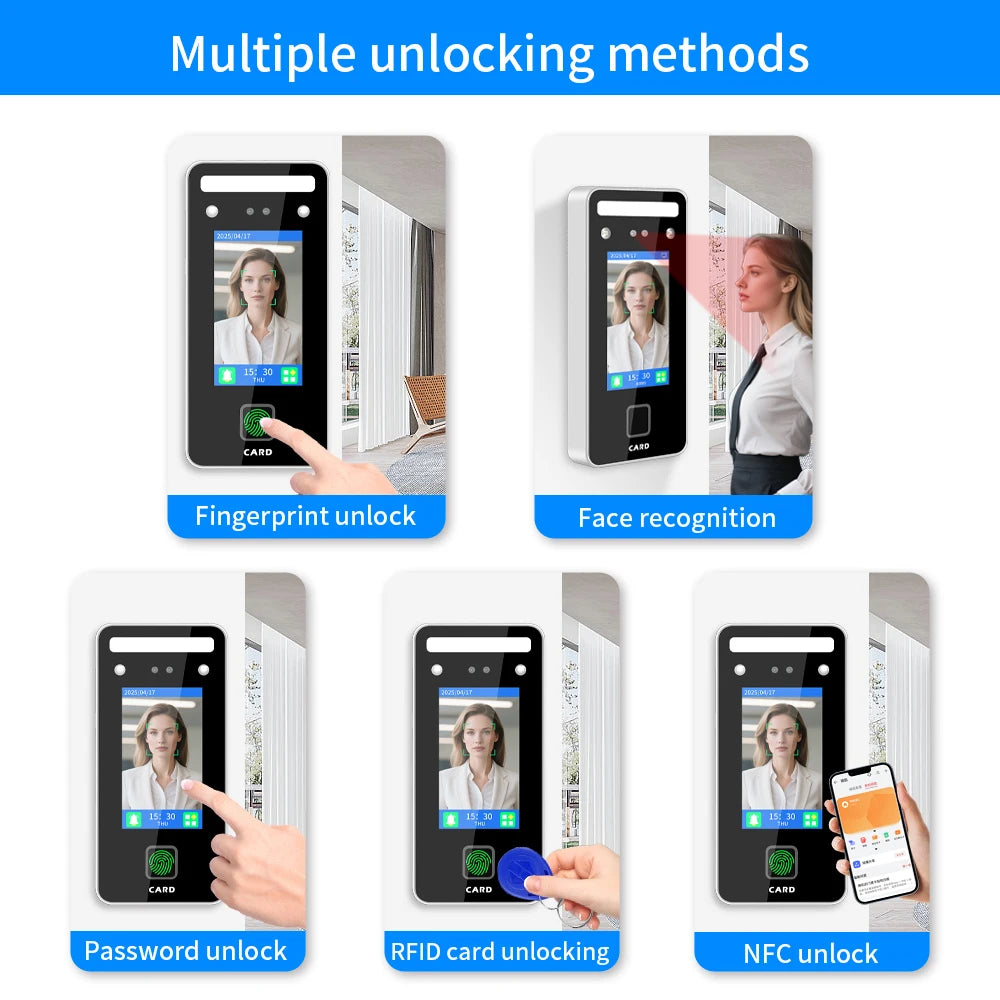 S1000 Wall Mount Dynamic Facial Recognition Attendance Access Control Machine 1000 Face for Security Protection Wiegand26 Vue