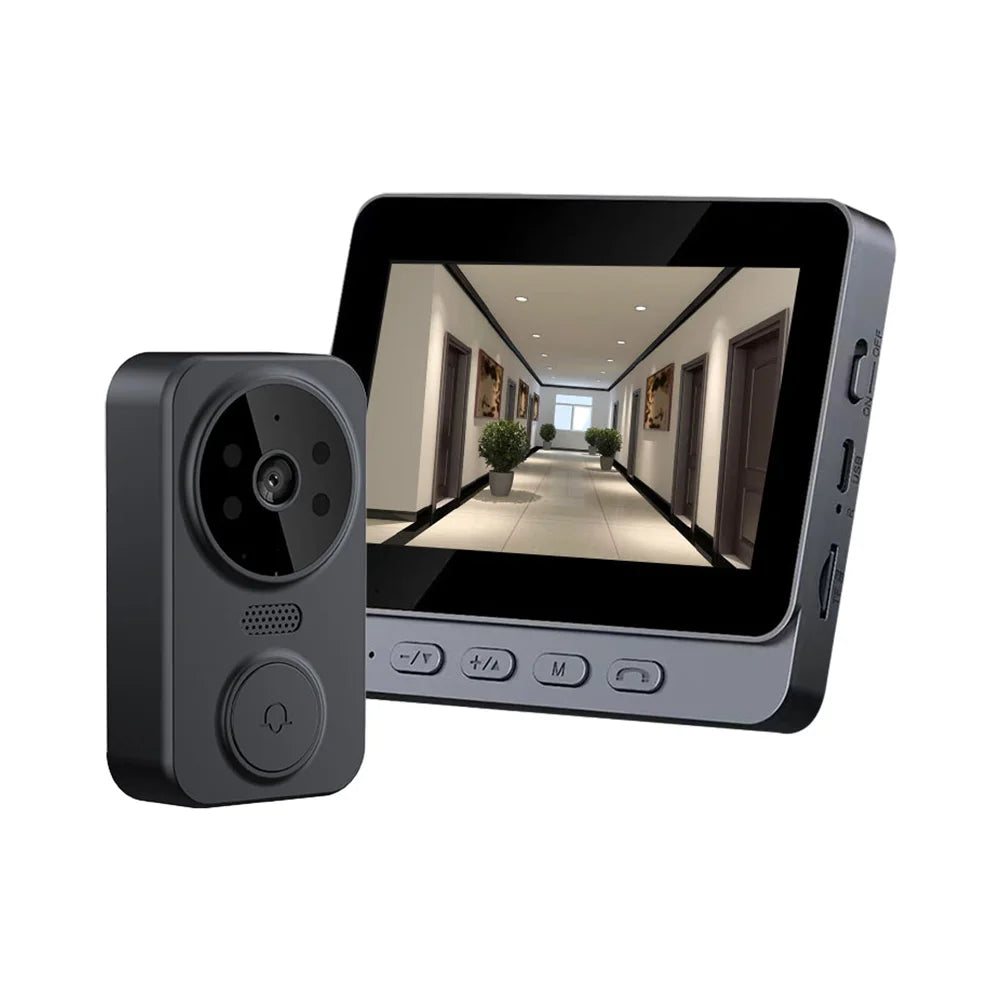 4.3'' IPS Screen 2.4G Wireless Visual Intercom Doorbell with Screen Smart High-definition Video Monitoring Two-Way Intercom Vue black
