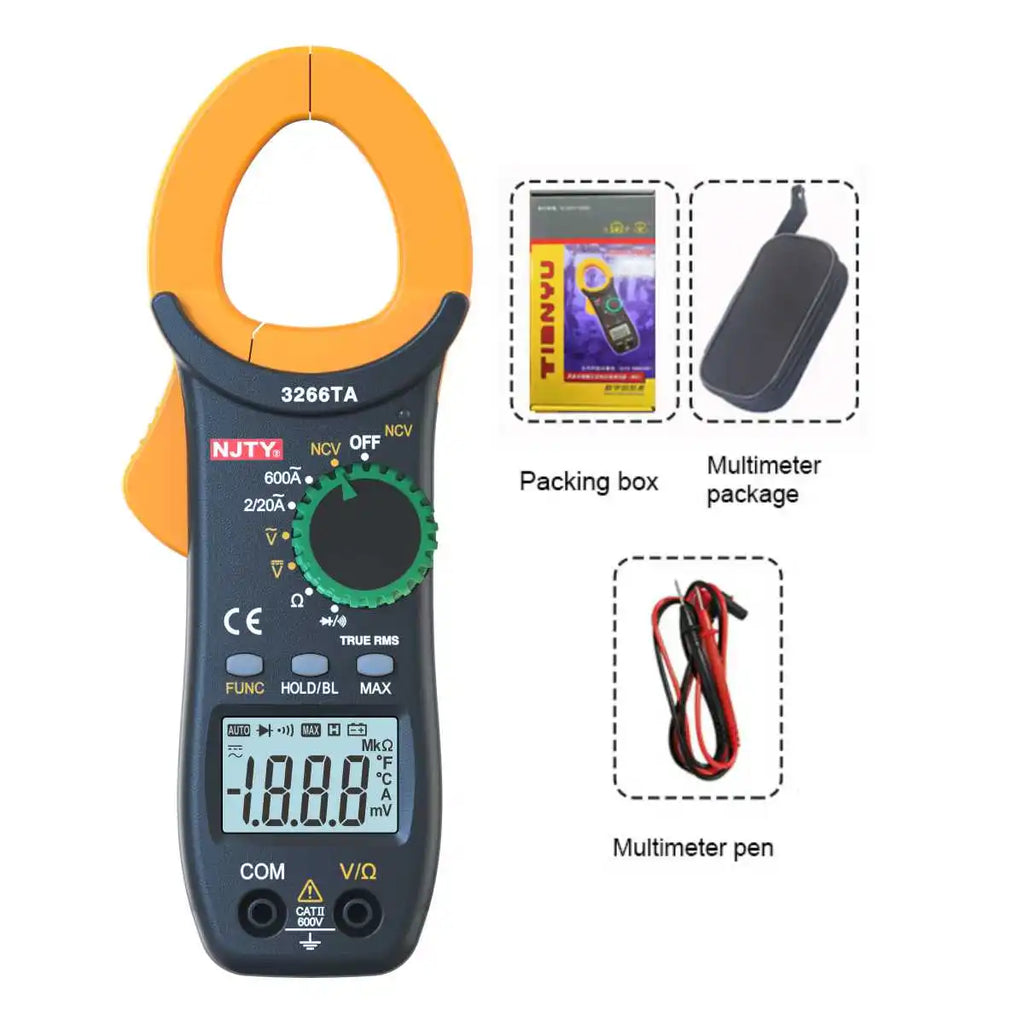 Digital Clamp Meter Tester, Clamp Multimeter Voltage Tester Auto-Ranging, Measures Current Voltage Resistance Diodes Continuity Vue