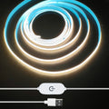 5V USB COB LED Light Strip Linear Touch Dimmable Flexible Diode Tape Home Christmas Lights TV Mirror Backlight Room Decoration Vue Warm White 5m