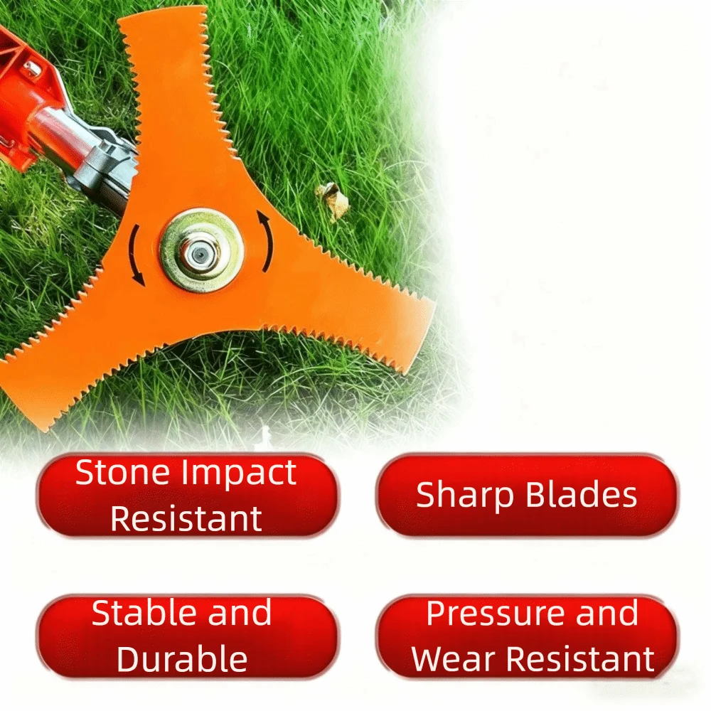 Manganese Steel Lawn Mower Cutter Three Teeth Imported Three Teeth Cutter Steel Quenching Manganese Steel Cutter Grass Cutting Vue