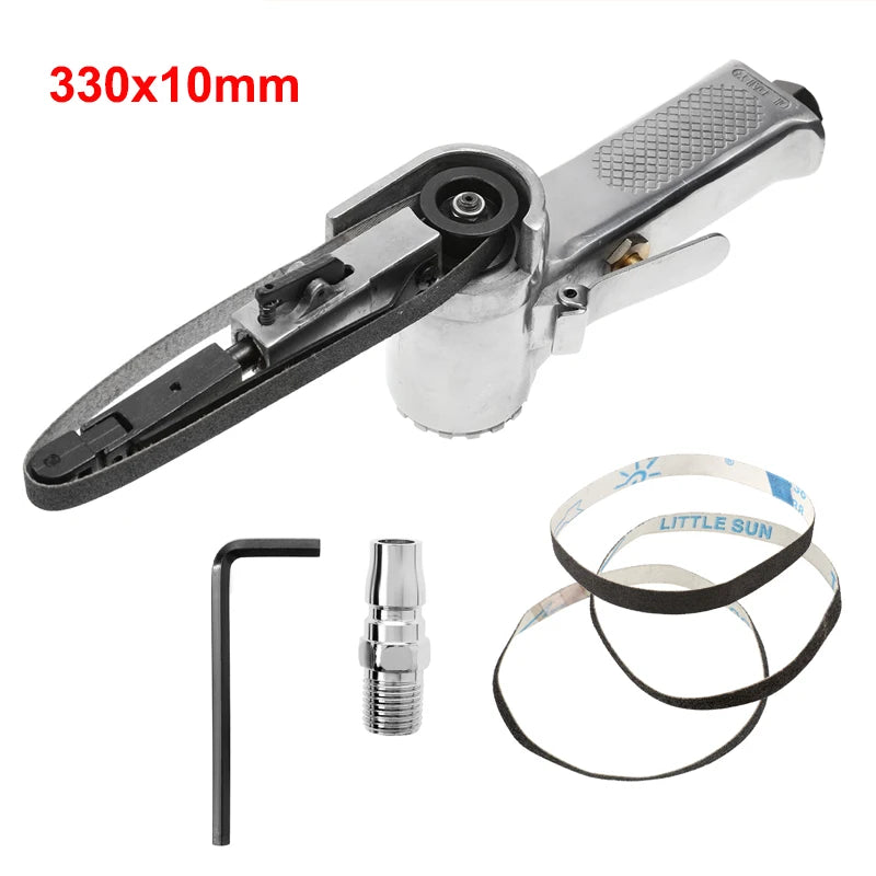 3/4" Air Belt Sander Air Angle Grinder Angle Grinding Machine with Sanding Belts for Air Compressor Sanding Pneumatic Tool Set ﻿ Vue 330x10mm