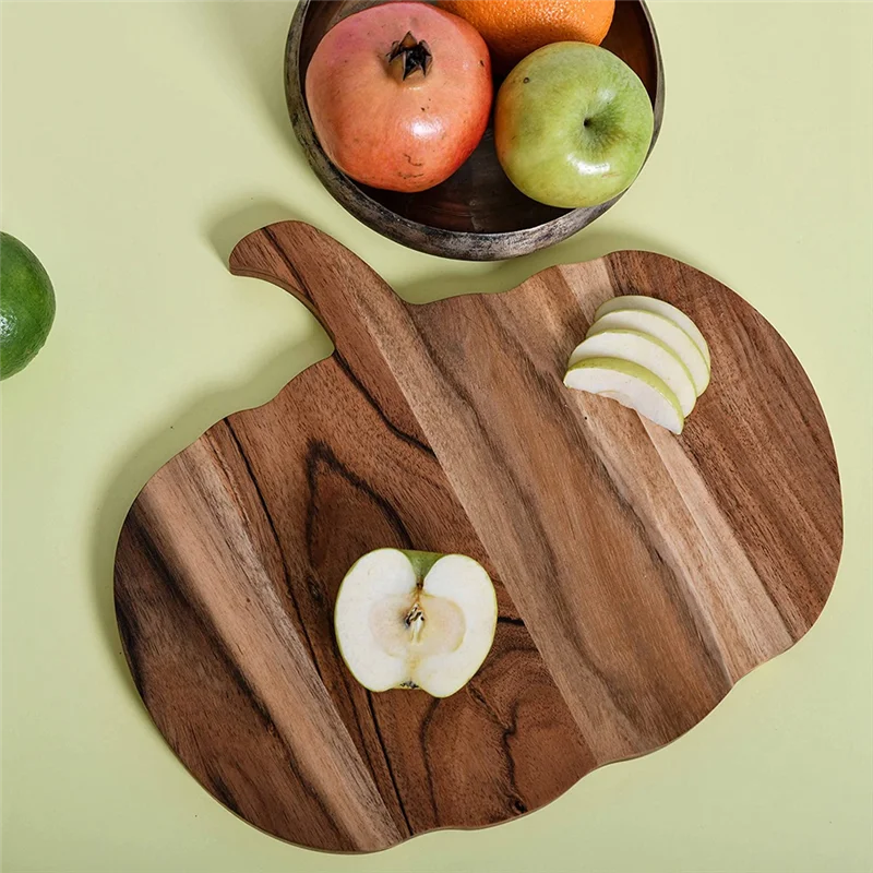 ABKW-Wood Cutting Board Halloween Pumpkin Shaped For Kitchen Decoration, Includes Cutting Boards With Handle, Boards, Serving Pl Vue