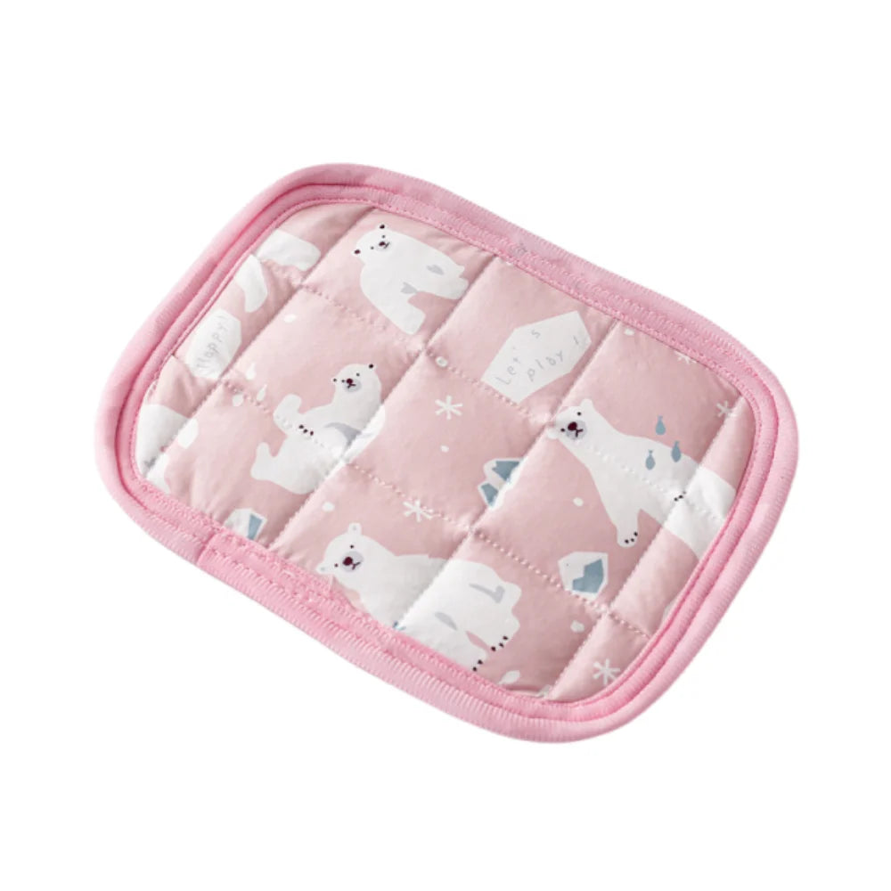 Soft Mini Pet Ice Mat Cartoon Breathable Hamster Cooling Mat Heat Dissipation Durable Small Pet Cooling Pad Small Pet Vue Pink bear 21x16cm