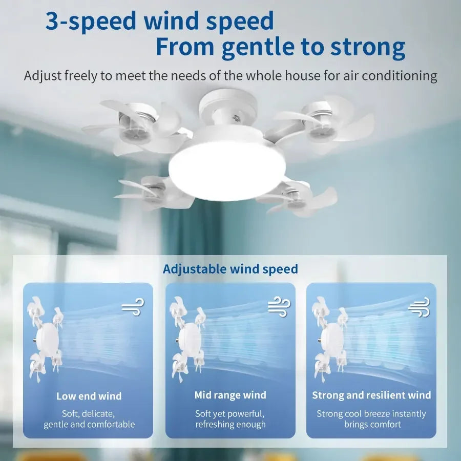 Intelligent Ceiling Light Electric Fan Light Kitchen High Wind Power Silent Easy To Clean E27 Screw Fan Light Restaurant Fan Eye Vue