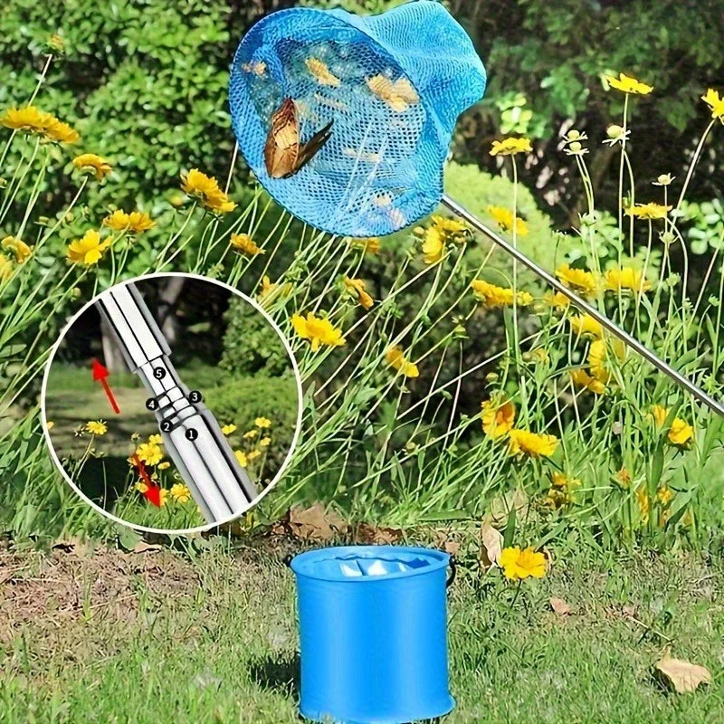 Retractable Fishing Net & Collapsible Bucket 2-Piece Set, Ideal for Catching Insects, Small Fish & Shrimp Outdoors Vue