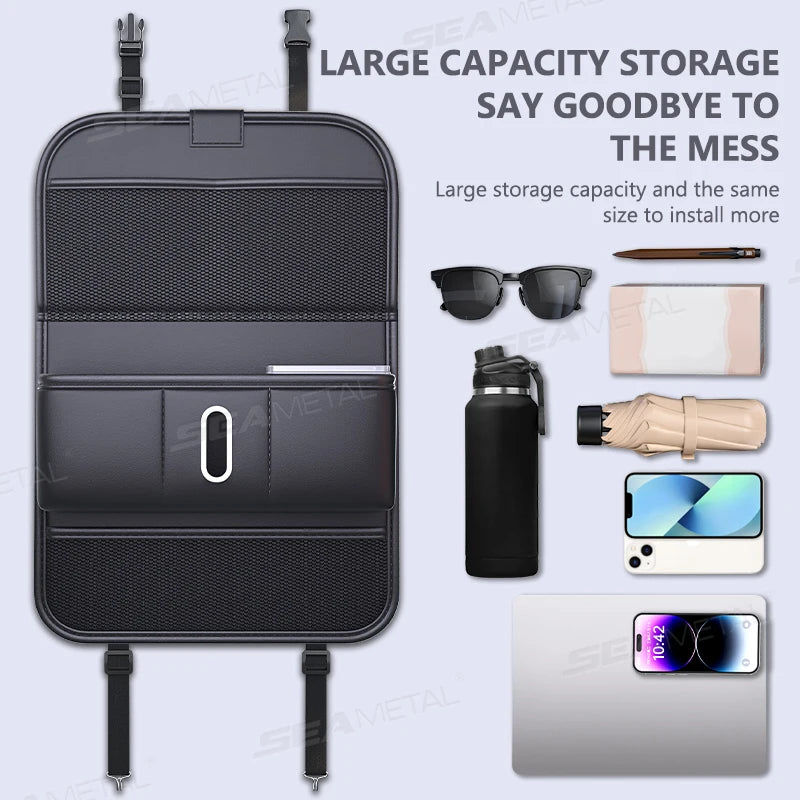 SEAMETAL Car Seat Back Storage Bag Multi-Pocket Backseat Organizer with Foldable Tray Large Capacity Storage Pocket Hanging Bag Vue