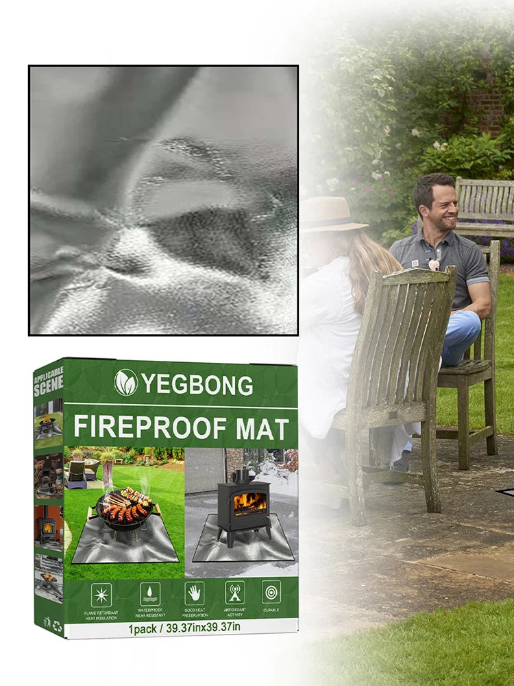 Large Fire Pit Mat 100x100cm | Heat Resistant Grill Base Pad Fire Pit Mat Vue