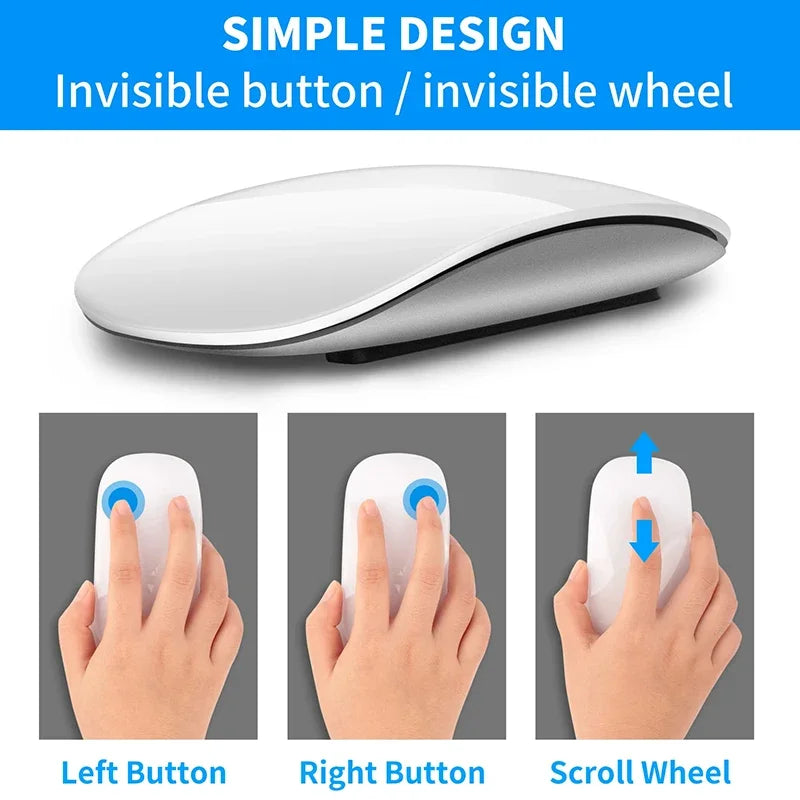 Lenovo Wireless Mouse Rechargeable Bluetooth 5.0 Silent Surface Touch Mice Ultra-thin Magic Mouse For Laptop Ipad Mac PC Macbook Vue