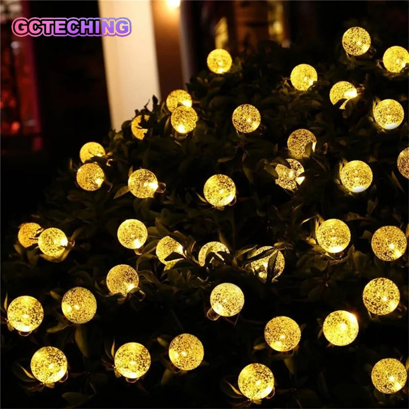 Solar Bubble Balls Lamp String Lights Outdoor Water Drops Outdoor Waterproof Orb Christmas Lights Patio Holiday Party Vue