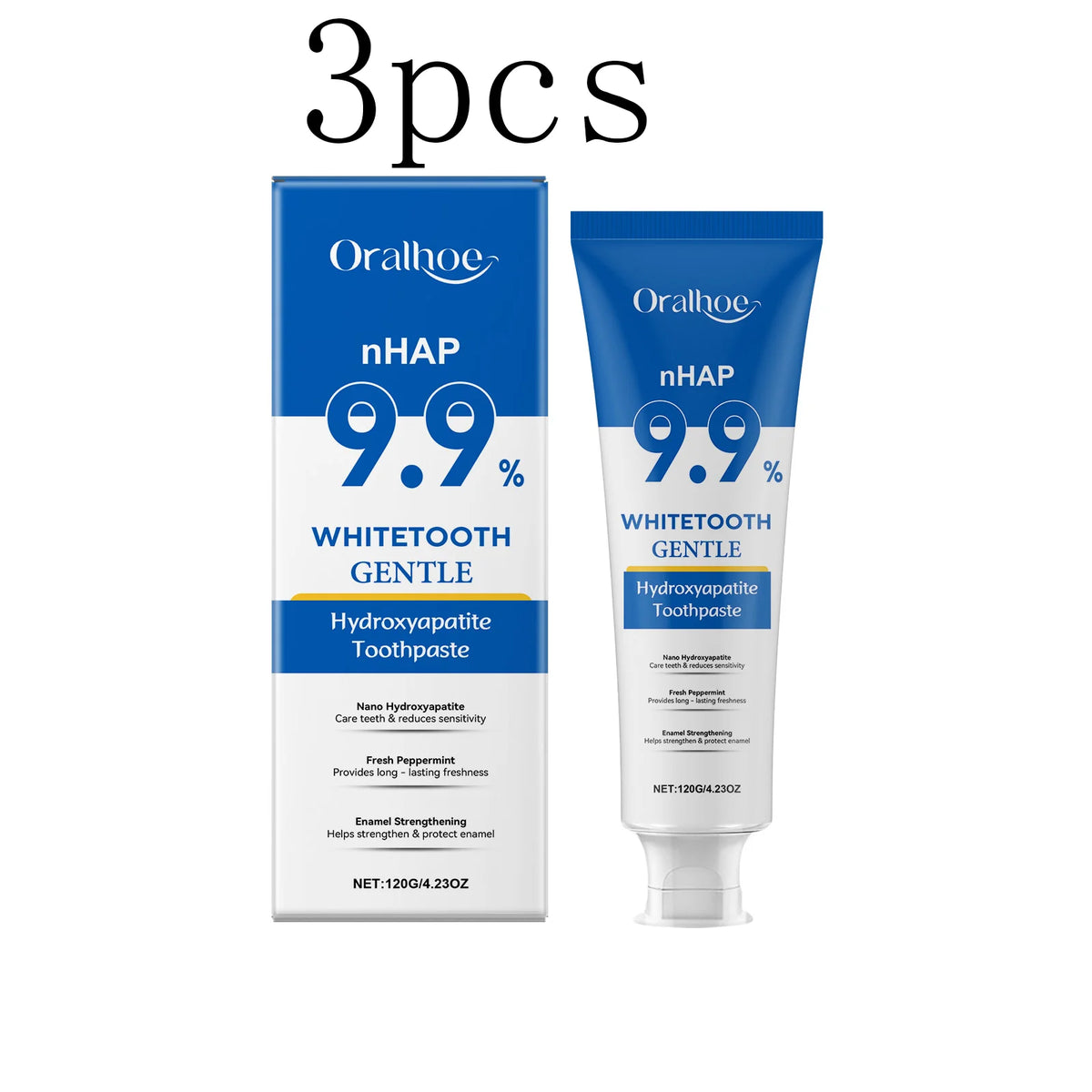 Hydroxyapatite Toothpaste Enamel Repair Teeth Stains Cleansing Bad Breath Removal Dental Birghtening Preventing Periodontitis Vue 3pcs
