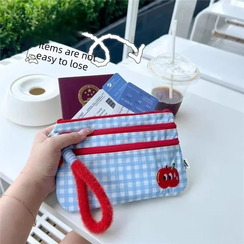 Embroidery Zipper Pouch Wrist Strap Coin Purse & Cosmetic Bag Zipper Pouch Purse Vue