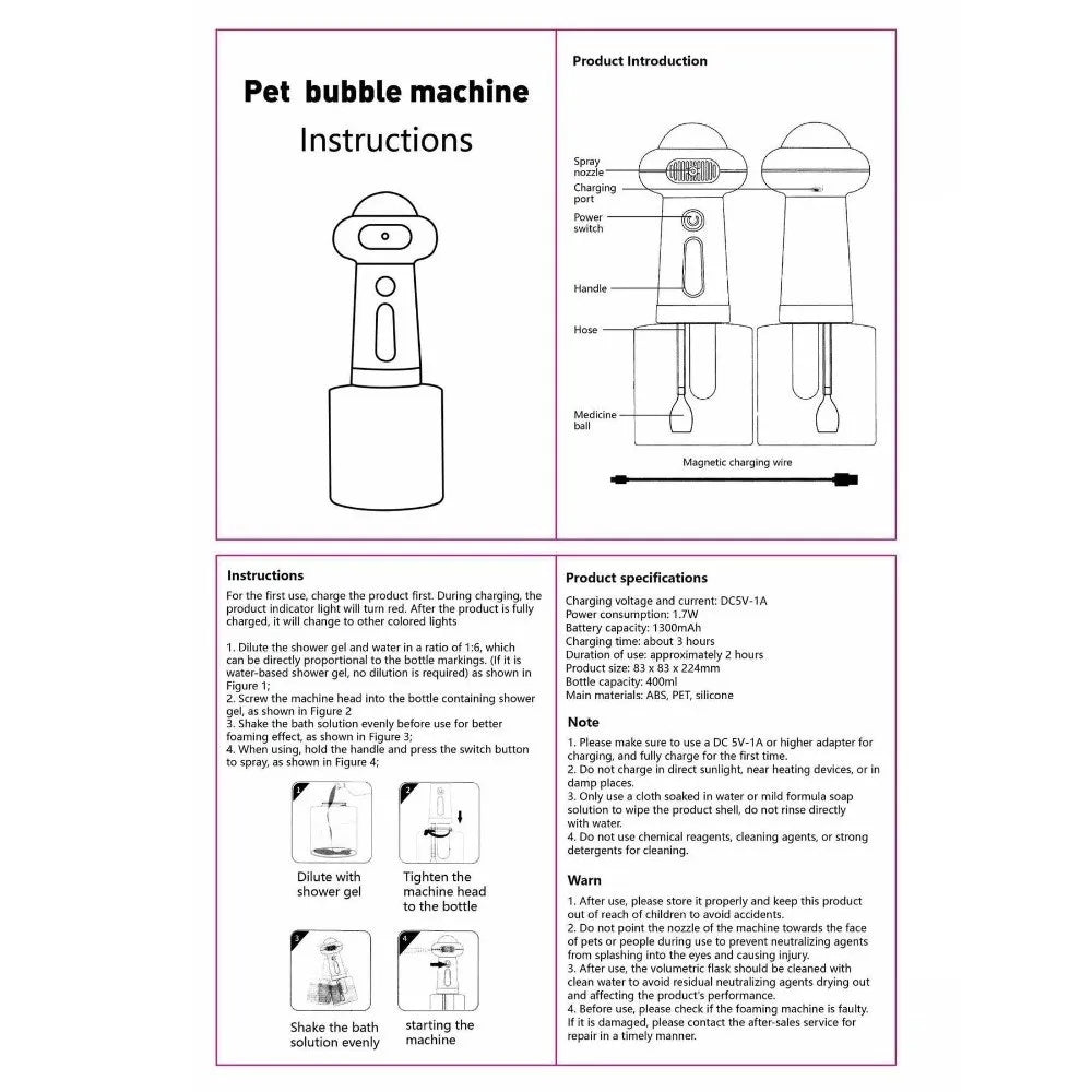 Electric Pet Bathing Machine Easy To Use Shampoo Dog Cleaning Soap Dispenser Convenient Wireless Cat Dog Bath Bubbler Vue