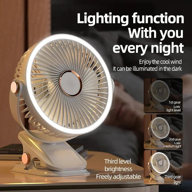 USB Rechargeable Table Fan Clip-on Type Portable Mini Desk Fan 360 Degree Rotation Adjustable Clip-on Fan For Student Dormitory Vue