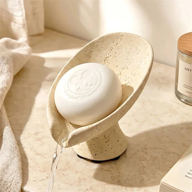 Luxury Marble Lotus Leaf Draining Soap Dish Minimal Soap Holder Tray For Bathroom Vanity Hotel And Home Countertop For Her Gift Vue
