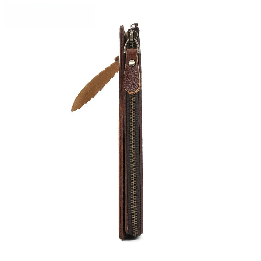 New Men's Wallet Multi-card Leather Change Bag Ultra-thin First-layer Cowhide Zipper Card Clip Vue