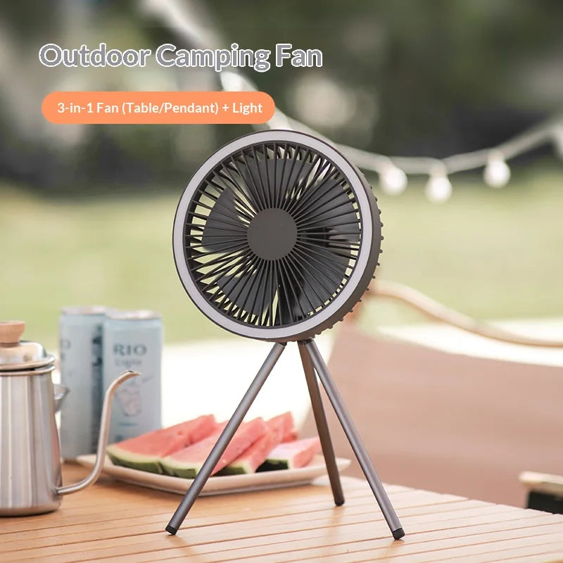 HOMEFISH Portable Rechargeable Camping Fan 4000mAh 10000mAh Wireless Ceiling Desktop Fan with Power Bank LED Light Vue