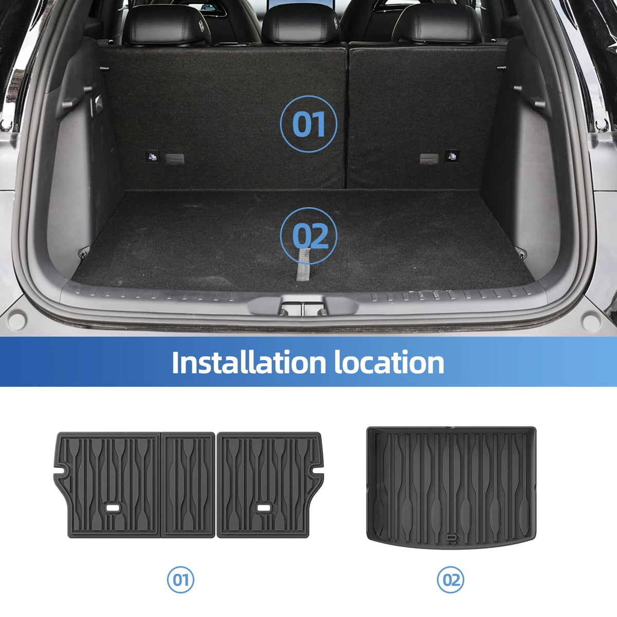 Smabee for BYD Atto 3 Atto3 YUAN PLUS 2022-2024 TPE Car All-weather Floor Mats Cargo Liner Trunk Pad Backrest Liner Accessories Vue