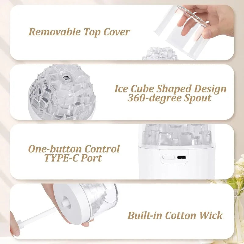 Portable Mist Humidifier with Colorful Light USB Desktop Humidifiers 2 Cool Spray Modes 300ml for Bedroom Office Car Travel Vue