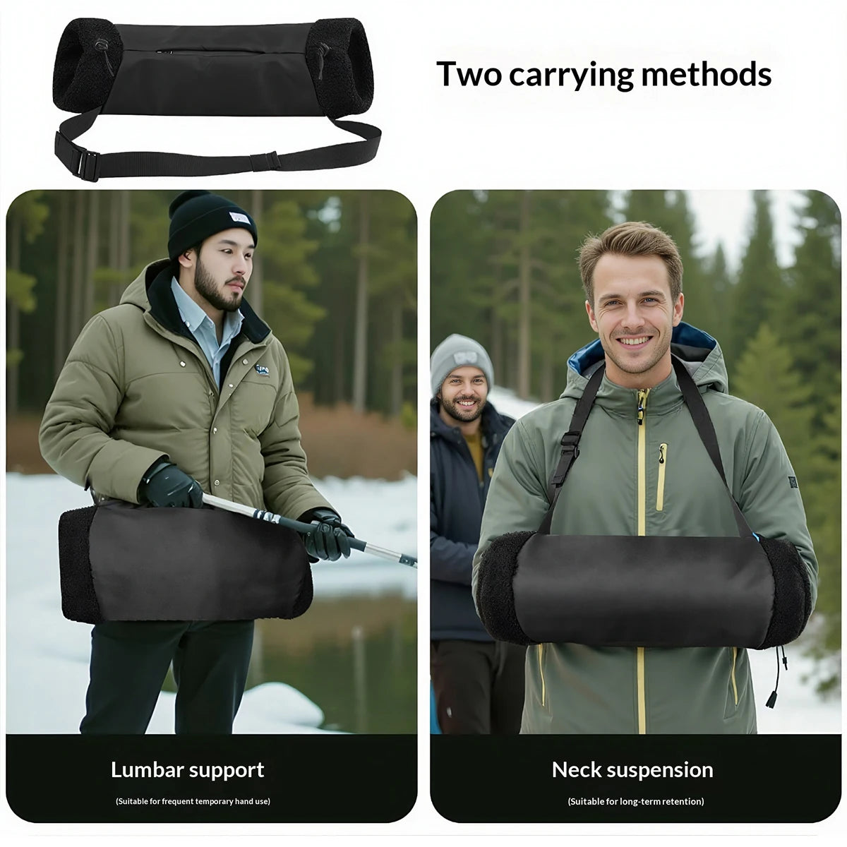 Adjustable Drawstring Hand Warmer Pouch with Zipper Pocket Hand Warmer Muff Vue