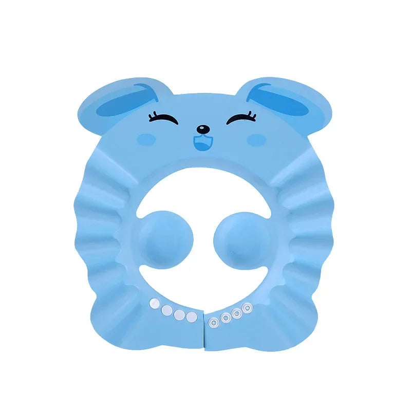 vvocci Shower Baby Soft Cap Adjustable Hair Wash Hat Bathing for Kids Ear Protection Safe Children Shampoo Protect Head Cover Vue B382 blue Rabbit