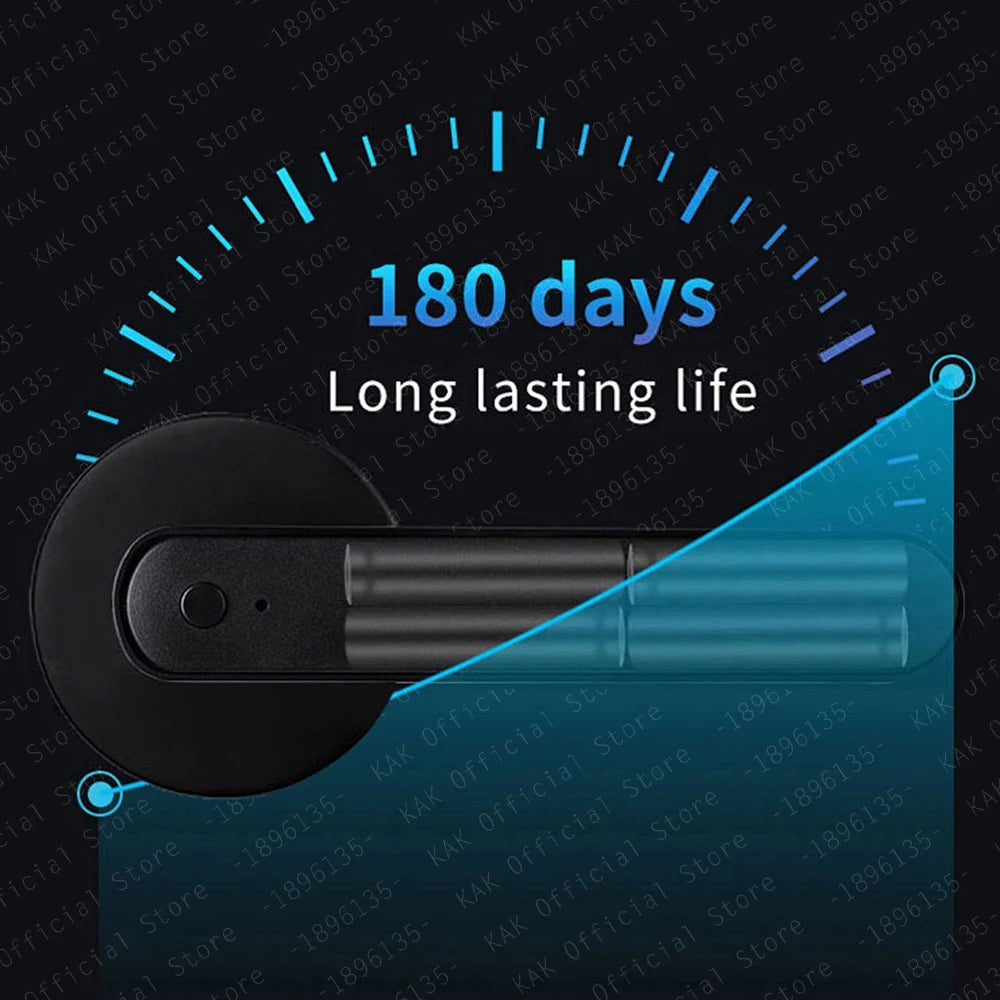 KAK Tuya Handle Fingerprint Key Card Digital Smart Door Lock Keypad Key Entry Electronic Lock 180 Days Super Long Standby Time Vue