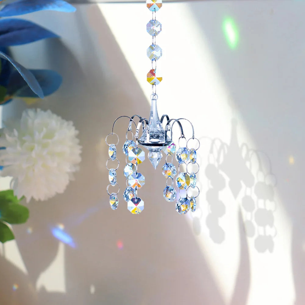 Faceted K9 Crystal Prism Suncatcher Pendant – Rainbow Window Decor Crystal Suncatcher Vue